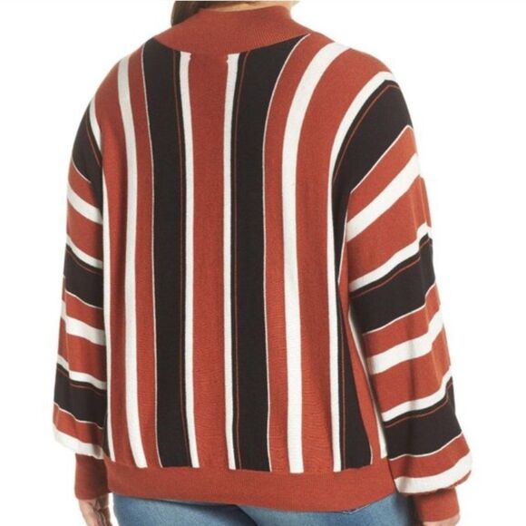Leith Mock‎ Neck Striped Sweater Cotton Blend Long Sleeve Size 2X NEW - Picture 9 of 13